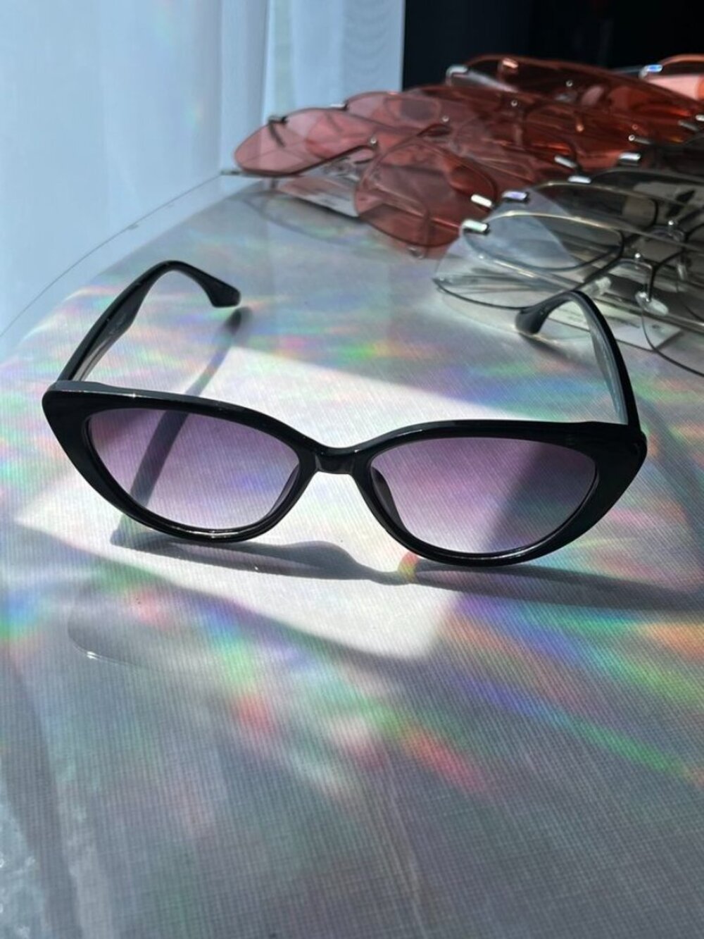 AIRE Amalthea Sunglasses Black Cat Eye Purple Gradient Lens - Picture 10 of 10